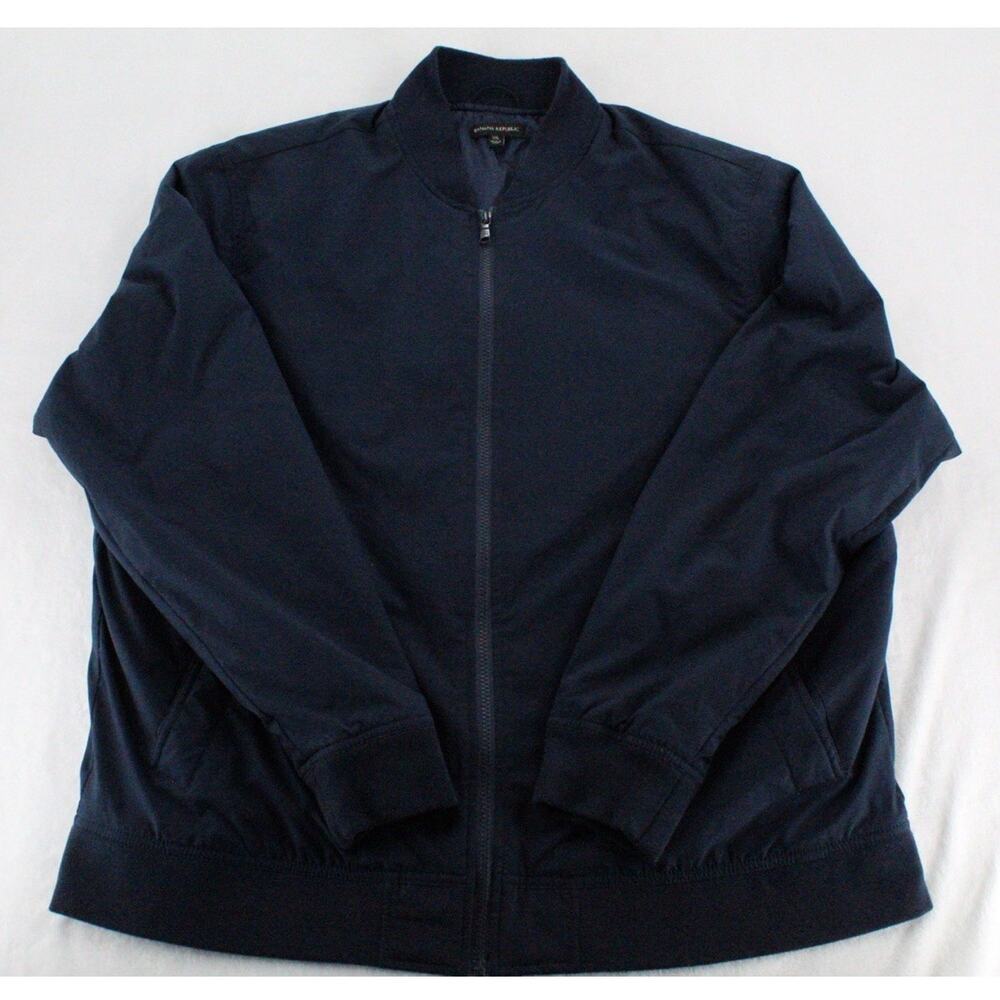 Banana Republic Full Zip Bomber Jacket Mens XXL Blue Lined Travel Commuter